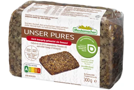 Mestemacher Brotsorte Unser Pures mit Toast-Hinweis