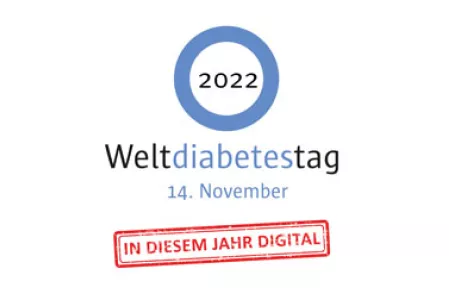 Logo Weltdiabetestag 2022 mit Hinweis zu digitalem Event