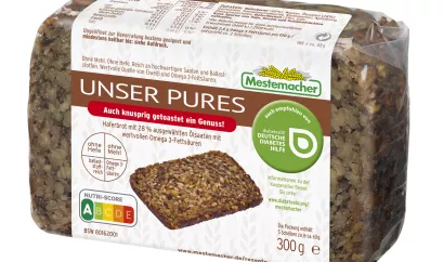 Mestemacher Brotsorte Unser Pures mit Toast-Hinweis