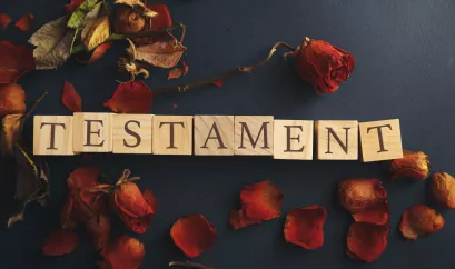 Buchstabenwürfel "Testament"