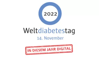 Logo Weltdiabetestag 2022 mit Hinweis zu digitalem Event